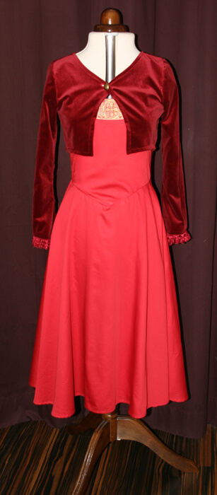 Brautkleid_Rosemarie_Rot_Bolero_Samt Brautkleid rot kurz GOTS Baumwolle