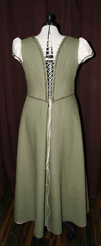 Kleid_Leinen_oliv_Cat_Schnuerung Brautkleid grün Leinen