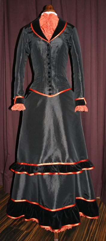 Viktorianisches Kleid schwarz orange