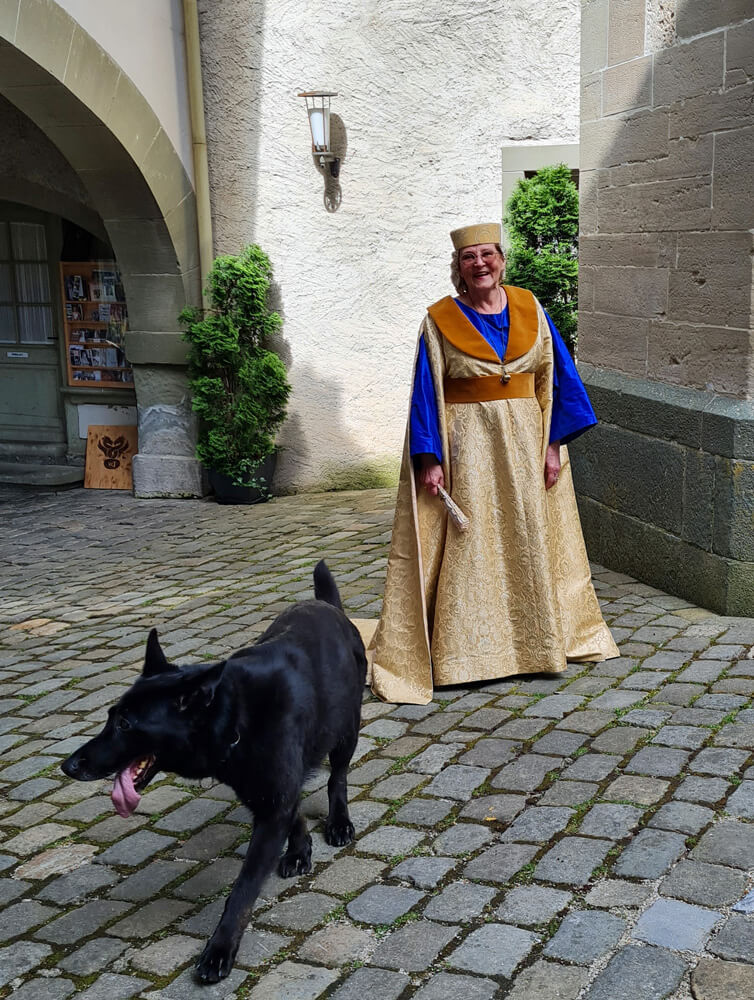 spaetmittelalter-gewand-houppelande Houppelande aus Brokat - Mittelaltergewand
