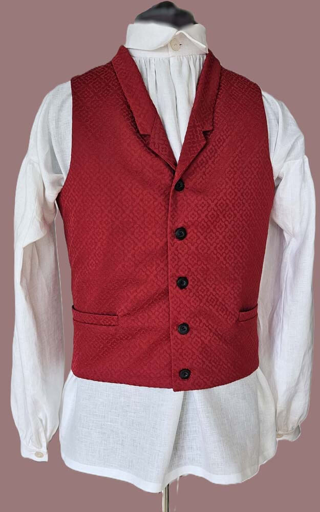 hemd-weste-rot Regency-Weste aus rotem Jacquard