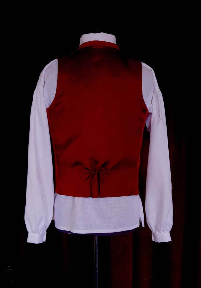 weste-rot-hinten Regency-Weste aus rotem Jacquard
