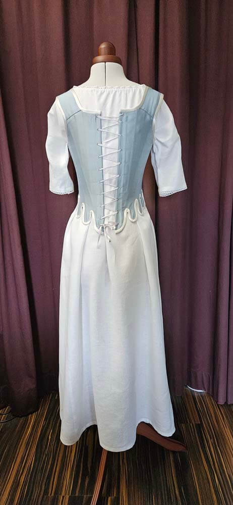 Rokoko Schnürbrust aus hellblauer Seide